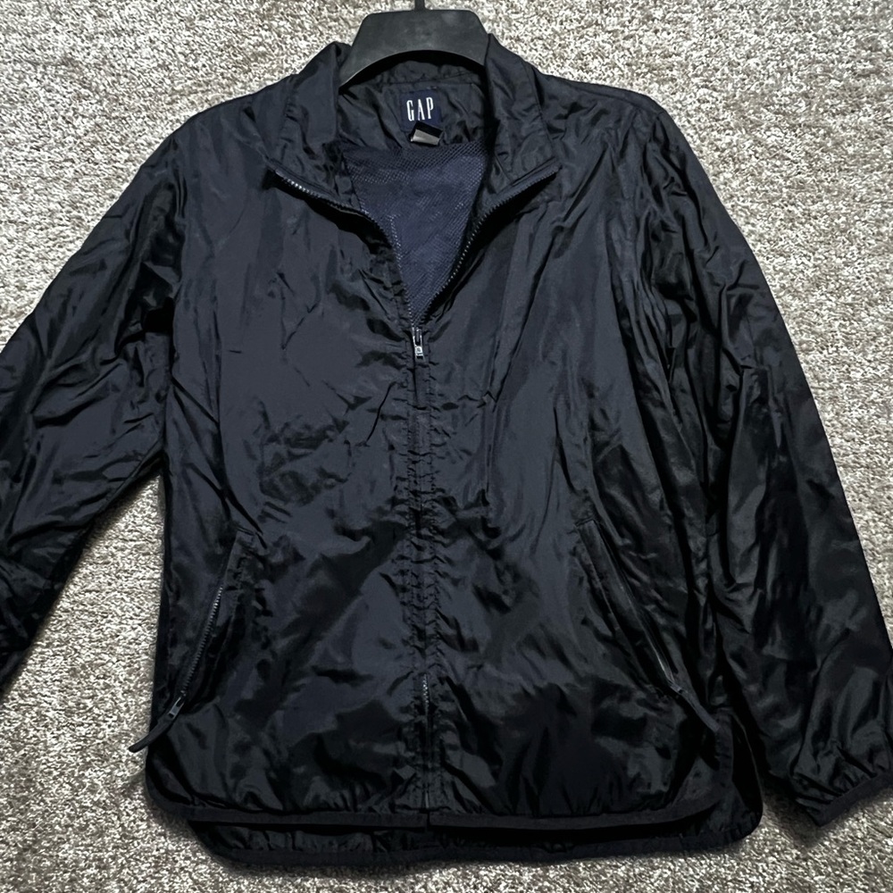 GAP Woman’s Navy Blue Zip Front Windbreaker Jacket Pockets Size XS